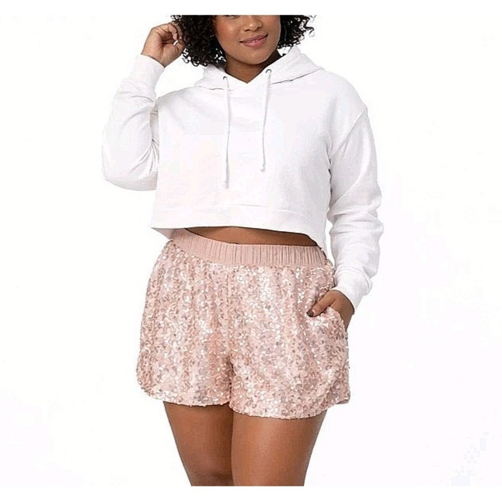 ELIZABETH and JAMES Size Small Rose Pink Sequin Elastic Waist Dance Luxe Shorts